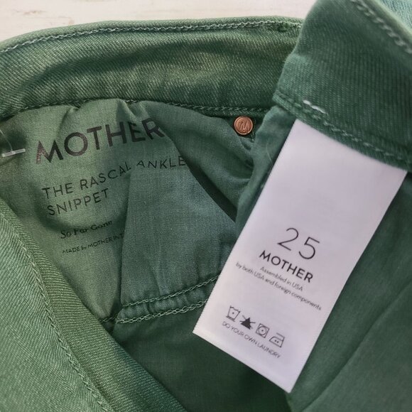MOTHER Rascal Ankle Snippet Army Green Jeans Raw Hem Casual NEW 25 Layer Fall - Picture 3 of 10